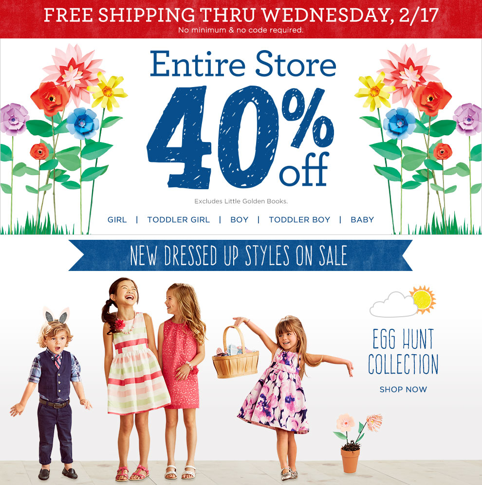 40% Off the Entire Site at Gymboree plus FREE SHIPPING!!!